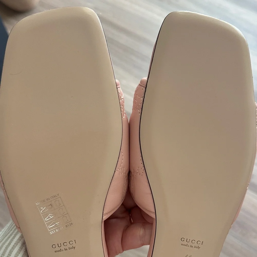 Gucci Blush Pink Quilted Slide Sandals - Picture 6 of 8